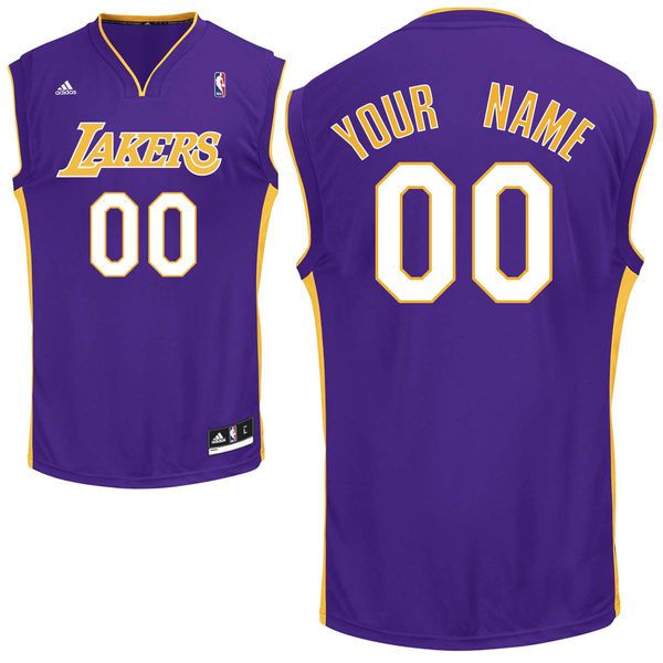 Men Adidas Los Angeles Lakers Custom Replica Road Purple NBA Jersey
